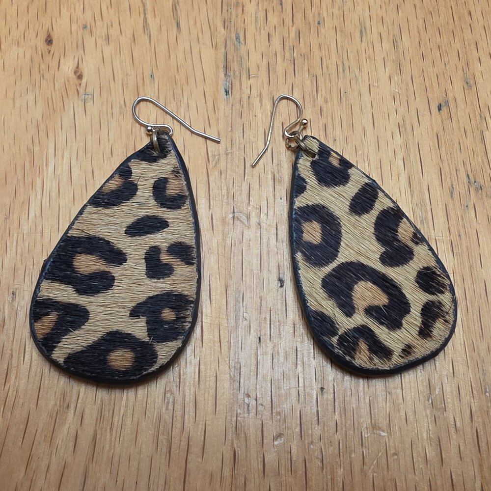 Etsy Leopard Print Faux Hair Drop Dangle Earrings
